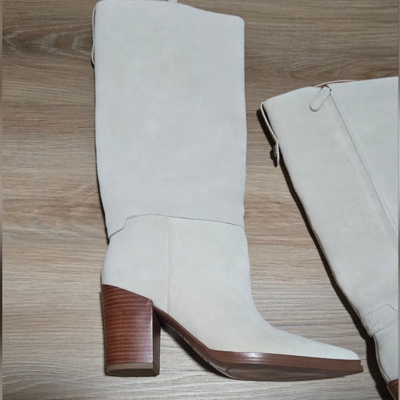 Sarto Jasmine Elegant Knee-High Suede Heeled Quit Luxury Boots Size 10 - Picture 4 of 16